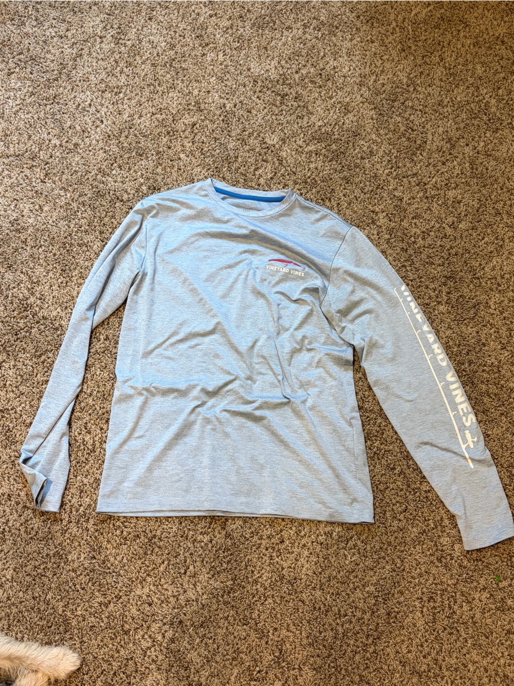 Vineyard Vines Light Blue Long-Sleeve Performance Tee with Sleeve Logo
